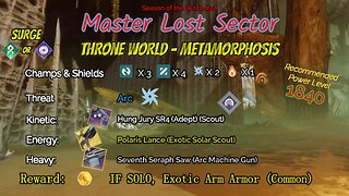 Destiny 2 Master Lost Sector: Throne World - Metamorphosis on my Solar Hunter 11-20-23