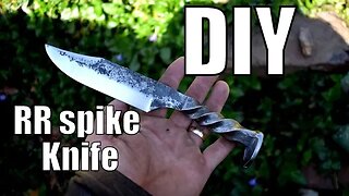 Blacksmithing for beginners: Forging a Railroad spike clip point Bowie knife