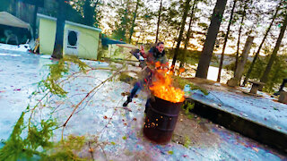 Cottage life! Burning brush while smoking cigars and listening to Christmas tunes.