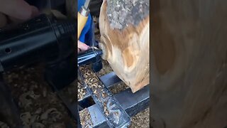 Big log on the lathe