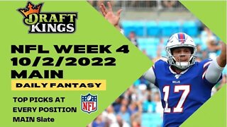 Dreams Top Picks for NFL DFS Week 4 Main Slate 10/2/22 Daily Fantasy Sports Strategy DraftKings