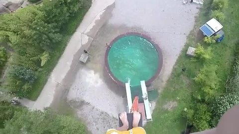 Daredevil Climbs Ridiculous Heights To Jump In Pool