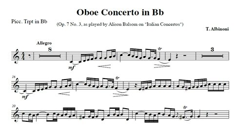 Albinoni Oboe Concerto in Bb - Alisom Balsom - PIccolo Trumpet in Bb