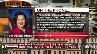 Whitmer said it's 'very unlikely' kids will return to school this year