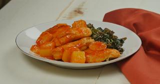 Pineapple Sriracha Chicken over Wild Rice with Spinach