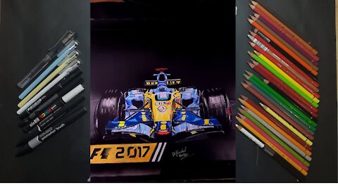 Dibujando F1 R26 Renault REALISTA Fernando ALONSO DRAWING F1