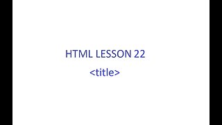 HTML Lesson 22