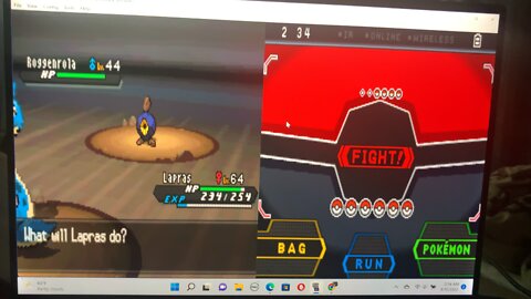 Lapras Vs. Roggenrolla Pokémon Black 2 (First trainer battle full in seaside cave)