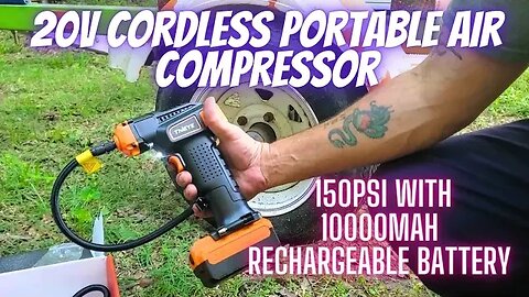 20V Cordless Portable Air Compressor, 150PSI with 10000mAh Rechargeable Battery