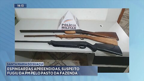 Santa Maria do Suaçuí: Espingardas Apreendidas, Suspeito Fugiu da PM pelo Pasto da Fazenda.