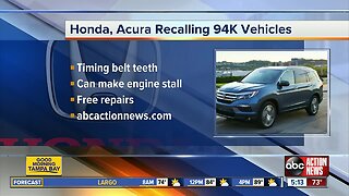 Honda recalls 94K vehicles due to timing belt issue