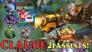 8 Kills + 21 Assists + MVP! Claude ATK Speed Build! | Mobile Legends | Mobile Legends: Bang Bang |