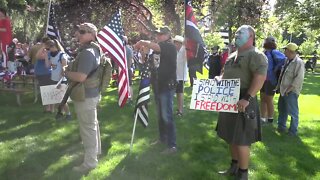 Demonstrators march to Boise City Hall with a message of supporting the police
