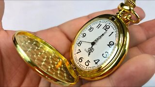 Classic Gold Hunter Case Pocket Watch with 14'' Chain Review