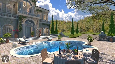 Mediterranean Country House | Day & Sunset Ambience | Peaceful Water & Forest Nature sounds