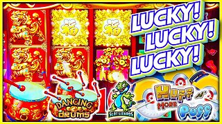 I CALLED IT! EPIC HUGE JACKPOT! Dancing Drums VS Huff N More Puff Slot