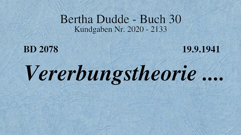 BD 2078 - VERERBUNGSTHEORIE ....