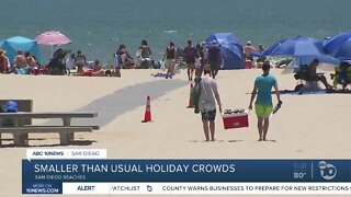 Smaller than usual holiday crowds at San Diego beaches