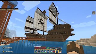 Old Guy Plays Minecraft Realms - Amusement Park Pirate Ship Tour
