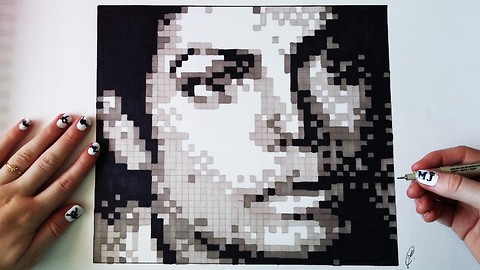 This Michael Jackson "Pixel Art" portrait is simply incredible