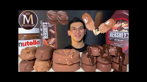 ASMR CHOCOLATE ICE CREAM MAGNUM TICO GOOGOO NUTELLA HERSHEY’S DESSERT MUKBANG