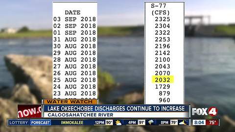 Lake O discharges have increased in the past two weeks