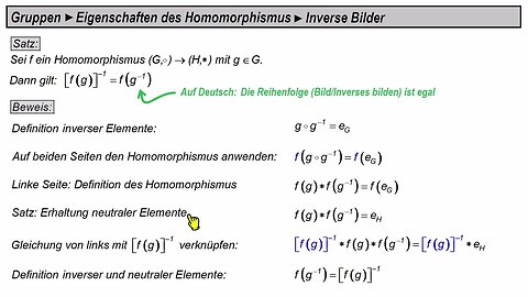 Gruppen ► Eigenschaften des Homomorphismus ►Inverse