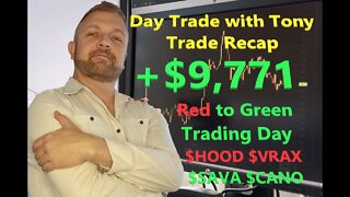 Day Trade With Tony Trade Recap $CANO, $SAVA, $HOOD & $VRAX for +$9.7k GREEN Day