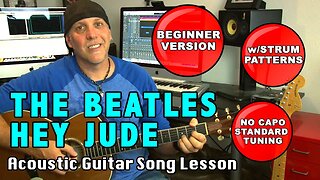 Beatles Hey Jude Guitar song lesson EZ very Beginner version - ur 1st song