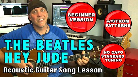 Beatles Hey Jude Guitar song lesson EZ very Beginner version - ur 1st song