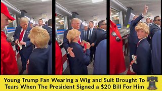 Young Trump Fan Wearing a Wig and Suit Brought To Tears When The President Signed a $20 Bill For Him