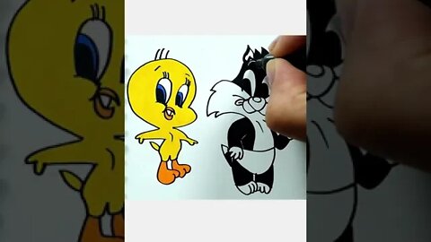 How to draw and paint Tweety and Sylvester Baby Looney Tunes #shorts