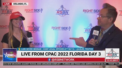 Lori Heyer-Bednar, Chief Legal Officer At Truth, Interview with RSBNs Brian Glenn at CPAC 2022 in FL