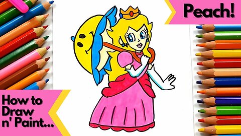 How to draw and paint Princess Peach from Super Mario