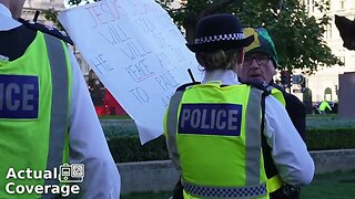 Man with Jesus sign asked to leave Israeli Vigil