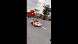 Wooden Lamborghini Sian Driving on the street 😎🙄 #shorts