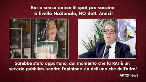 Rai a senso unico: Si spot pro vaccino a livello Nazionale, NO dott. Amici!