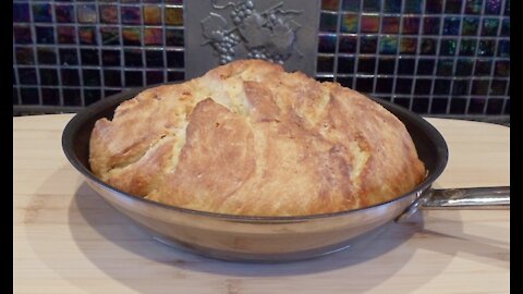 Easy No-Knead Bread Baked in a Skillet (No Dutch Oven... No Problem)