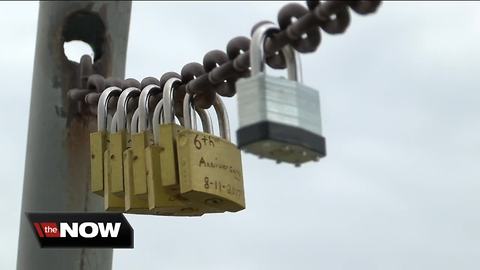 Couples lock in thier love at Grant Park Beach