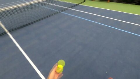 Point of view tennis volley warm up with 3.0 National Champion