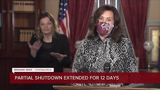 Gov. Whitmer announces partial shutdown extended until Dec. 20 due to COVID-19