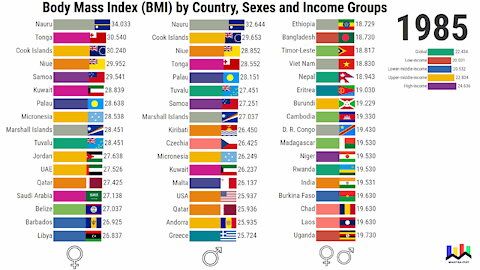 Body Mass Index (BMI) by Country, Sexes and Income Groups