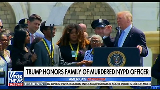 Trump Honors Slain Cop, Family and Partner Join Emotional Speech