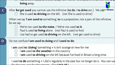 061 - ENGLISH GRAMMAR IN USE - Be - get used to something I'm used to Unit 61 - Intermediate