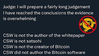 U.K Judge Confirms in Ruling: Craig Wright IS NOT Satoshi Nakamoto! BSV is FAKE Bitcoin! 👨‍⚖️🪙