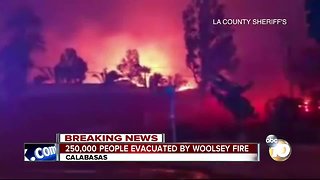 Hill and Woolsey fires for 250,000 to evacuate in Ventura and LA counties