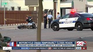 Vehicle vs. motorcycle crash in east Bakersfield sends man to the hospital with moderate injuries