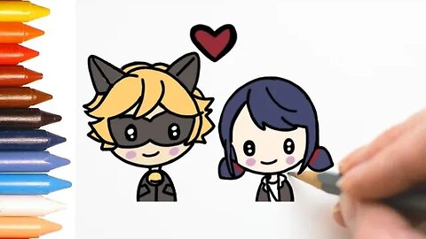 COMO DESENHAR CATNOIR E MARINETTE KAWAII FÁCIL