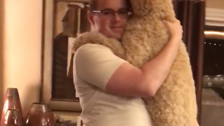 Dad comes home and Giant poodle just wants to be held
