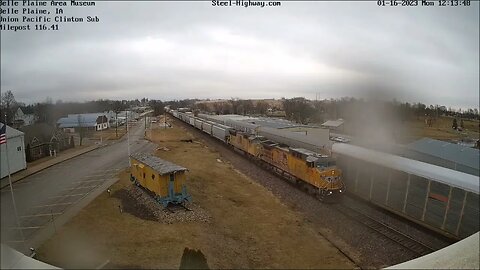 EB Manifest with KLWX, CP, CN, NS and KCS Power & WB Manifest in Belle Plaine, IA on 1-16-23